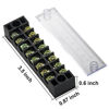 Picture of 12pcs (6 Sets) 8 Positions Dual Row 600V 15A Screw Terminal Strip Blocks with Cover + 400V 15A 8 Positions Pre-Insulated Terminals Barrier Strip (Black & Red) by MILAPEAK