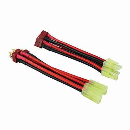 Picture of OliYin 3pairs Mini Tamiya to Deans T Plug T-Plug Male Female 14awg 3.93inch Soft Silicone Wire Switch Cable Connector(Pack of 3)