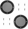 Picture of BCP 2pcs Screw Hole C to C 3-1/2inches Black Color Mesh Speaker Decorative Circle Subwoofer Grill Cover Guard Protector, Screw is Included