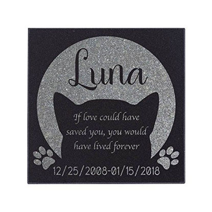 Picture of Personalized Pet Memorial Stone - Granite Dog Grave Marker | 6x6 |Sympathy Poem, Loss of Dog Gift, Indoor - Outdoor Tombstone Headstone - Cat Grave Marker w/Pet Name #S10