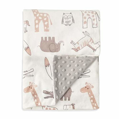 Picture of BORITAR Baby Blanket Soft Minky with Double Layer Dotted Backing, Lovely Animals Printed 30 x 40 Inch Receiving Blanket