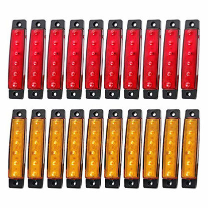 Picture of Meerkatt 20 Pcs Amber Red 3.8 Inch 6 LED Indicator Side Marker Lights Truck Pickup Trailer RV ATV Boat 24V DC TK24