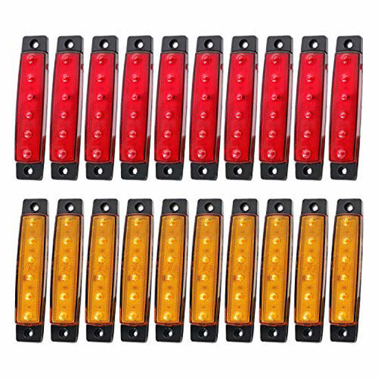 Picture of Meerkatt 20 Pcs Amber Red 3.8 Inch 6 LED Indicator Side Marker Lights Truck Pickup Trailer RV ATV Boat 24V DC TK24