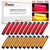 Picture of Meerkatt 20 Pcs Amber Red 3.8 Inch 6 LED Indicator Side Marker Lights Truck Pickup Trailer RV ATV Boat 24V DC TK24