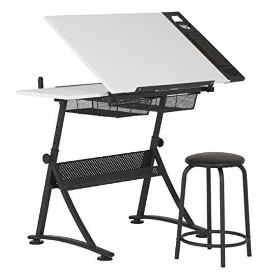 Picture of Studio Designs Modern Fusion Craft Center with 24" Tray and Stool, Charcoal/White