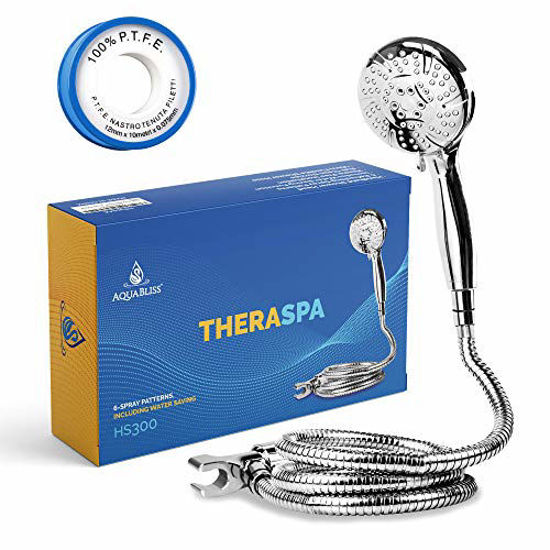 Picture of AquaBliss TheraSpa Hand Shower - 6 Mode Massage Shower Head with Hose High Pressure to Gentle Water Saving Mode - 6.5 FT No-Tangle Handheld Shower Head with Extra Long Hose & Adj. Mount | Chrome