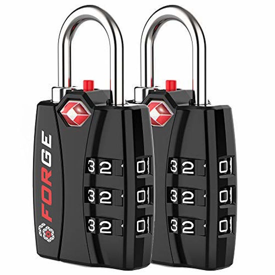 Picture of Forge TSA Approved Luggage Locks 2 Pack - Open Alert Indicator, Alloy Body for Travel Luggage, Suitcase, Lockers