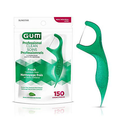 Picture of GUM-889DD Professional Clean Flossers Extra Strong Flosser Pick, Fresh Mint, 150 Count