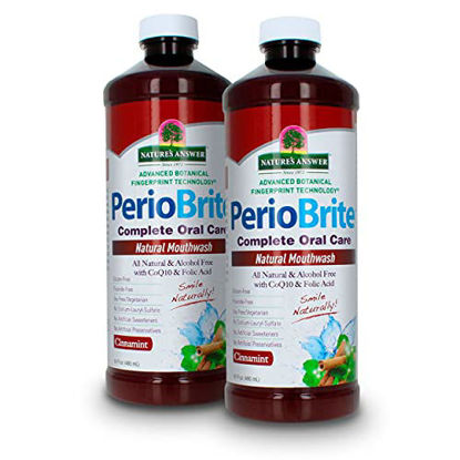 Picture of Nature's Answer Periobrite Alcohol-Free Mouthwash, Cinamint, 16 Ounce ( 2 Pack ) | Fluoride Free | Natural Breath Freshener | Stain Remover | Natural Teeth Whitener