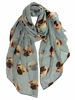 Picture of GERINLY Cute Pug Scarf for Dog Lovers Women Men Cotton Neck Wrap Scarfs (Grey)