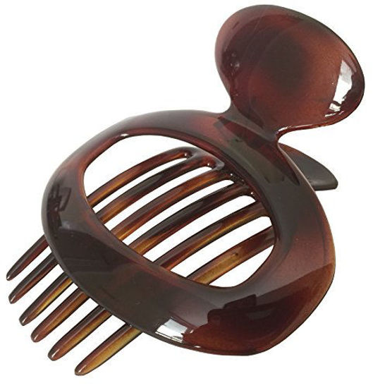 Picture of Parcelona French Duck Beak Oval Large Shell Brown 4 Inch Celluloid Side Slide In Secure Grip Hair Updo Hinge Women Yoga Hair Claw Clip