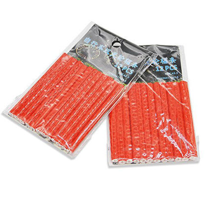 Picture of Labego 24pcs Riding Bike Bicycle Wheel Spoke Reflector Reflective Mount Clip Tube Cycling Warning Strips(Red)