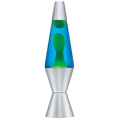 Picture of Lava Lite 2124 Lava the Original 14.5-Inch Silver Base Lamp with Yellow Wax in Blue Liquid