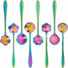 Picture of 8 Pieces Flower Spoon Coffee Teaspoon Set Stainless Steel Tableware Creative Sugar Spoon Tea Spoon Stir Bar Spoon Stirring Spoon, 8 Different Patterns (Rainbow Color)