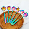 Picture of 8 Pieces Flower Spoon Coffee Teaspoon Set Stainless Steel Tableware Creative Sugar Spoon Tea Spoon Stir Bar Spoon Stirring Spoon, 8 Different Patterns (Rainbow Color)