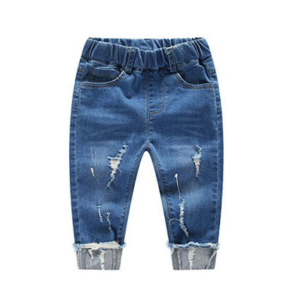 Picture of KIDSCOOL SPACE Baby Ripped Jean,Toddler Elastic Distressed Waist Denim Pants,12-18 Months