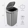 Picture of Ninestars DZT-80-35 Automatic Touchless Infrared Motion Sensor Trash Can, 21 Gal 80L, Heavy Duty Stainless Steel Base (Oval, Brush Trashcan, Silver Lid