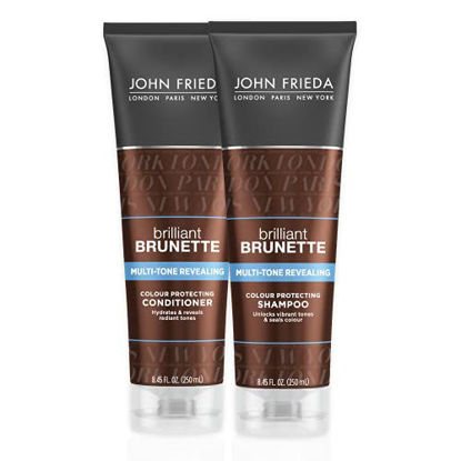 Picture of John Frieda Brilliant Brunette Multi-Tone Revealing Color Protecting Duo Set Shampoo and Conditioner, 8.45 Ounce, 1 Each