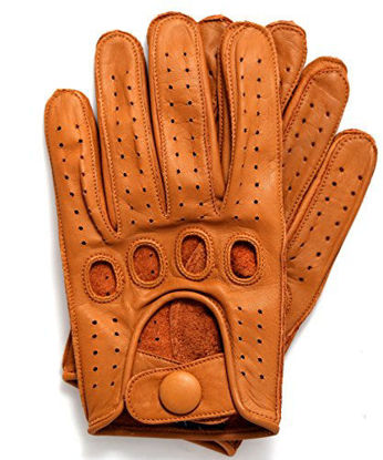 Picture of Riparo Genuine Leather Reverse Stitched Driving Gloves (Small, Cognac)