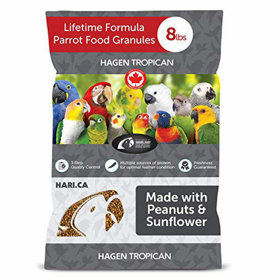 Picture of HARI Tropican Bird Food, Hagen Parrot Food with Peanuts & Sunflower Seeds, Maintenance Granules, Lifetime Formula, 8 lb Bag