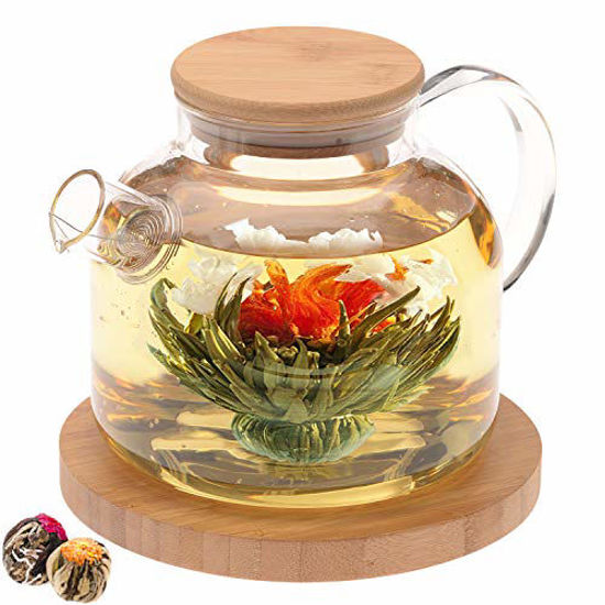 Glass Teapot Stovetop 40 OZ/1200ml, Borosilicate Clear Tea Kettle with  Remova