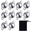 Picture of Hotop 10 Pieces Jewelry Magnetic Clasps Round Magnetic Clasps for Bracelet Necklace Making, 8 mm (White Steel Color)