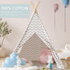 Picture of Tiny Land Kids Teepee Tent with Mat & Light String, Kids Foldable Play Tent for Indoor Outdoor, Grey Canvas Teepee, Portable Playhouse, Best Birthday Gift for Boy & Girl