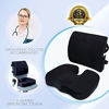 Picture of Coccyx Orthopedic Seat Cushion and Lumbar Support Pillow for Office Chair Memory Foam Car Seat Cushion with Washable Cover Ergonomic Desk Chair Cushion for Tailbone, Lower Back Pain, Sciatica Relief