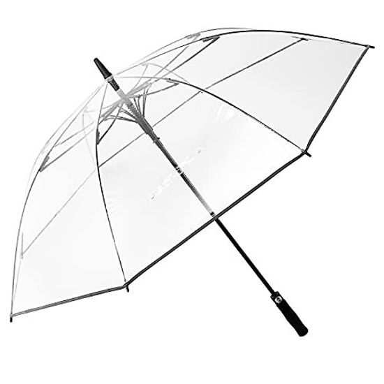 Picture of G4Free 62 Inch Clear Golf Umbrella Transparent Auto Open Large Stick Umbrella Oversized Umbrella Windproof Waterproof with Sleeve for Women Men