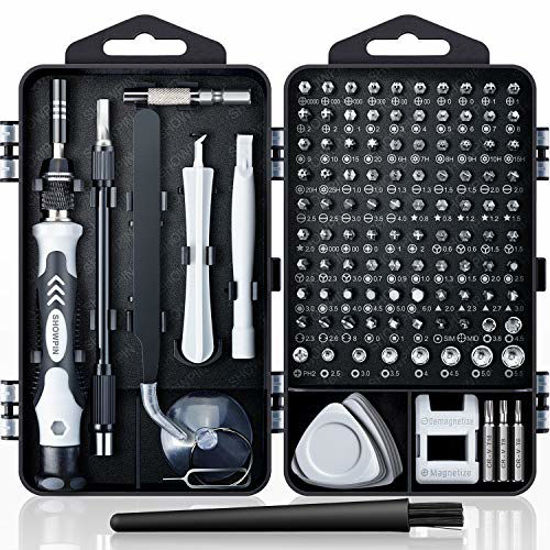 Picture of Computer Repair Kit, 122 in 1 Magnetic Laptop Screwdriver Kit, Precision Screwdriver Set, Small Impact Screw Driver Set with Case for Computer, Laptop, PC, for iPhone, Watch, Ps4 DIY Hand Tools -Grey