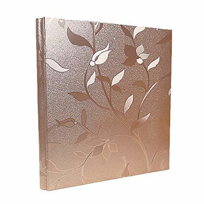 Picture of RECUTMS Leather Cover Photo Album 600 Pockets Sewn Bonded Memo Album Slots Album Hold 4x6 Photos 5 Per Page Valentines Day Present Wedding Memory Album (Champagne Gold L-Leaf)