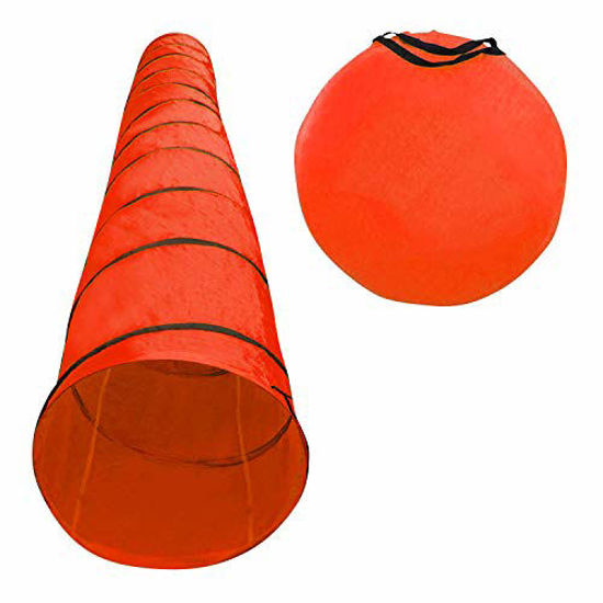 Picture of Houseables Dog Tunnel, Agility Equipment, 18 Ft Long, 24" Open, Red, 1 Pk, Polyester, Play Tunnels for Training Small & Medium Dogs, Park Playground Toy, Large Obstacle Course for Pets, Carrying Case