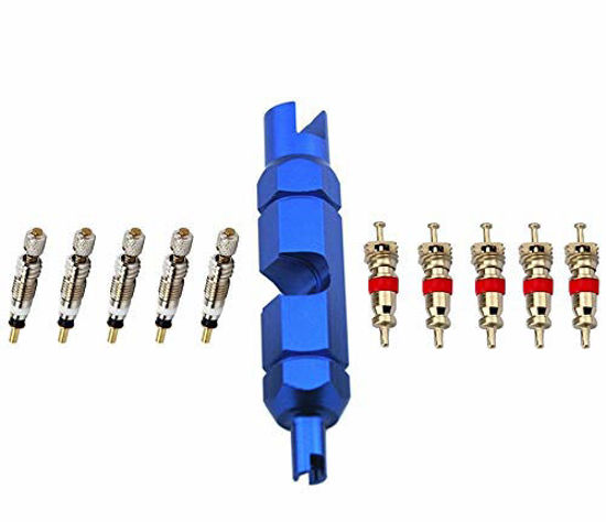 Picture of Valve Core Remover Tool Kit Bike and Car Valve Core Repair Tool with No-Leak Replacement Presta Valve core and Schrader Valve Core