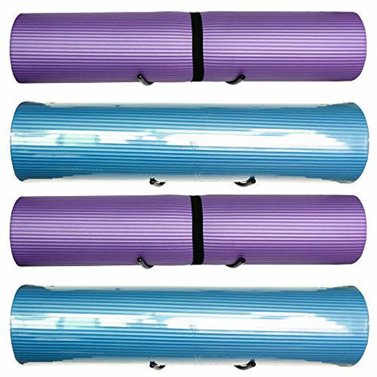 Picture of YYST Yoga Mat Foam Rollers Wall Rack Wall Storage Mount Wall Holder Storage Shelf for Foam Rollers and Yoga Mat, Up to 8 Inch Diameter - No Mat -4/PK