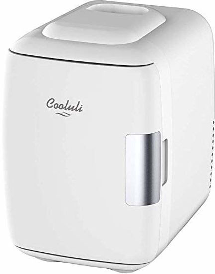 Picture of Cooluli Skincare Mini Fridge for Bedroom - Car, Office Desk & Dorm Room - Portable 4L/6 Can Electric Plug In Cooler & Warmer for Food, Drinks, Beauty & Makeup - 12v AC/DC & Exclusive USB Option, White