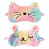 Picture of Ayygiftideas 2 Pack Cartoon Animal Sleep Mask Soft Plush Blindfold Eye Masks Eye Cover for Women Girls Travel Nap Night Sleeping (2-Pack Colorful Cat Puppy)