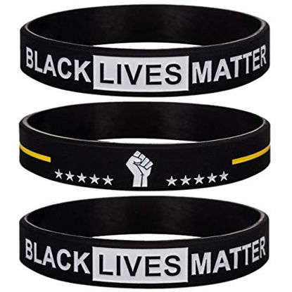 Picture of Sainstone Black Lives Matter Silicone Bracelets - #BLM Movement for Freedom, Liberation and Justice Motivational Wristbands - Support Black Imagination and Innovation Gifts for Men Women (Unisex)