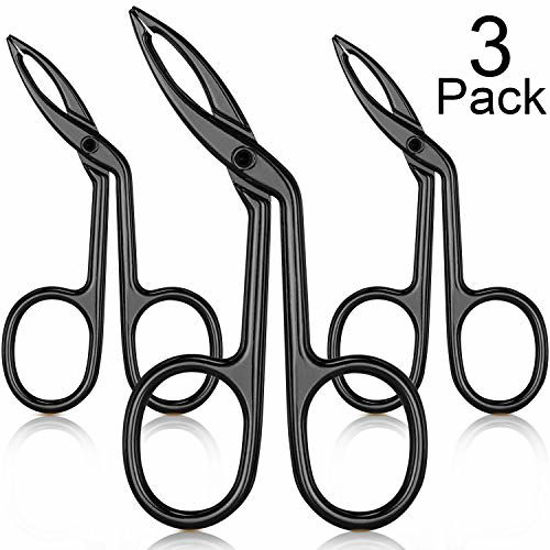 Picture of 3 Packs Eyebrow Tweezers, Scissors Handle Shaped Eyebrow Straight Tip Tweezers Clip, Flat Tip Tweezers Hair Plucker, Straight Tip Hairgripping Eyebrow (Black Plated)