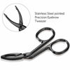 Picture of 3 Packs Eyebrow Tweezers, Scissors Handle Shaped Eyebrow Straight Tip Tweezers Clip, Flat Tip Tweezers Hair Plucker, Straight Tip Hairgripping Eyebrow (Black Plated)