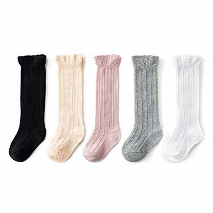 Picture of Baby Girls Knee High Socks Tube Cute Stockings Long Unisex Infants Toddler Sock Tights Baby Multicolor 3-12 Months