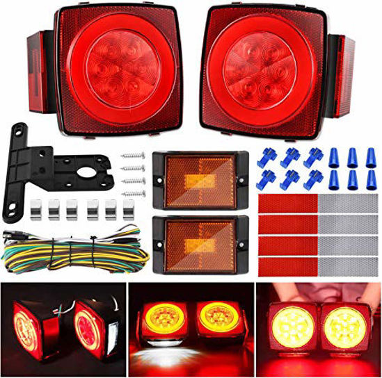 Picture of Kohree 12V Led Trailer Light Kit, Boat Submersible Trailer Tail Light Utility Led Trailer Lights and Wiring Kit for Camper Truck RV Marine Snowmobile Under 80 Inch, IP68 Waterproof