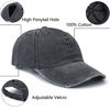 Picture of Leotruny Women Washed Cotton High Ponytail Baseball Cap (C08-Distressed Black)