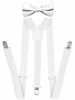 Picture of Trilece Suspenders for Men with Bow Tie - Adjustable Size Elastic 1 inch Wide Y Shape - Womens Suspenders with Bowtie - Strong Clips (White, 1)