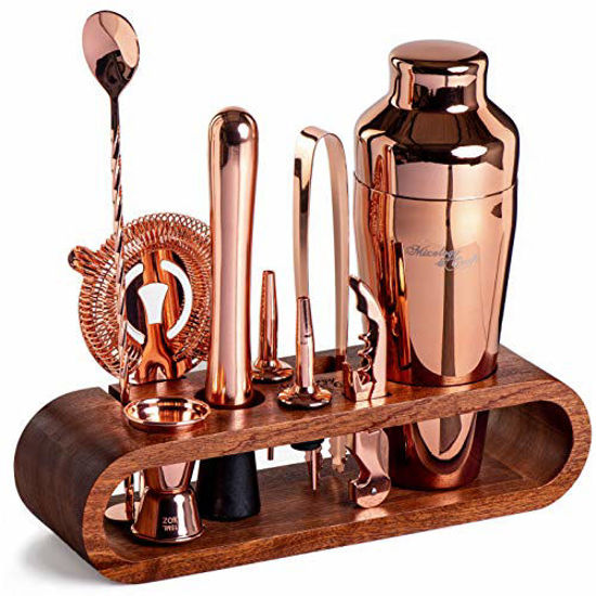 GetUSCart- Mixology Bartender Kit: 10-Piece Bar Set Cocktail Shaker Set  with Stylish Mahogany Stand