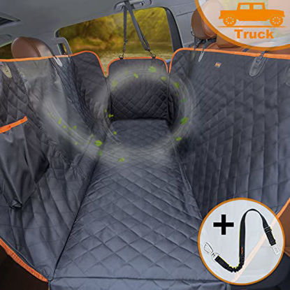 Picture of iBuddy Dog Seat Cover for Trucks with Mesh Window 100% Waterproof Dog Hammock for Truck Back Seat Machine Washable X-Large Dog Seat Cover with Side Flaps for Trucks Against Dirt and Fur for Large SUV