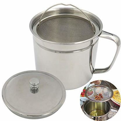 Picture of Evelots Oil Storage Can Strainer-Container-Bacon Grease Keeper-Stainless-5 Cups