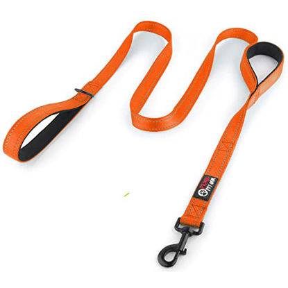 Picture of Primal Pet Gear Dog Leash 6ft Long - Traffic Padded Two Handle - Heavy Duty - Double Handles Lead for Control Safety Training - Leashes for Large Dogs or Medium Dogs (6FT, Orange)