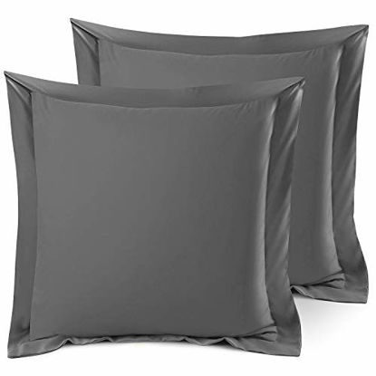 Picture of Nestl Soft Pillow Shams Set of 2 - Double Brushed Microfiber Pillow Covers - Hotel Style Premium Bed Pillow Cases, Euro 26"x26" - Gray