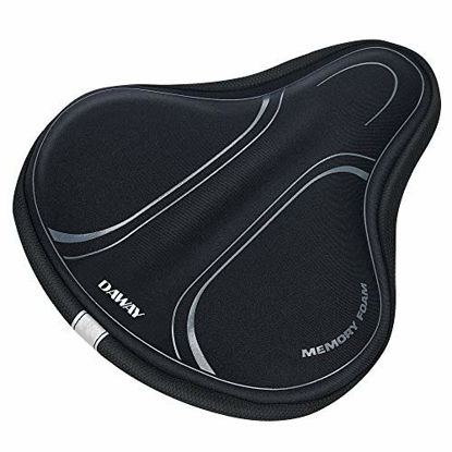 Picture of DAWAY Memory Foam Bike Seat Cover - C3 Extra Soft Pad Most Comfortable Exercise Bicycle Saddle Cushion for Women Men, Fit Stationary, Spin Indoor Bikes, Mountain, Road Outdoor Bycicle