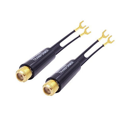 Picture of Fancasee (2 Pack Gold Plated) 75 Ohm to 300 Ohm UHF/VHF/FM Matching Transformer Converter Adapter with F Type Female Coax Coaxial Connector Plug Jack for Cable Wire Antenna TV